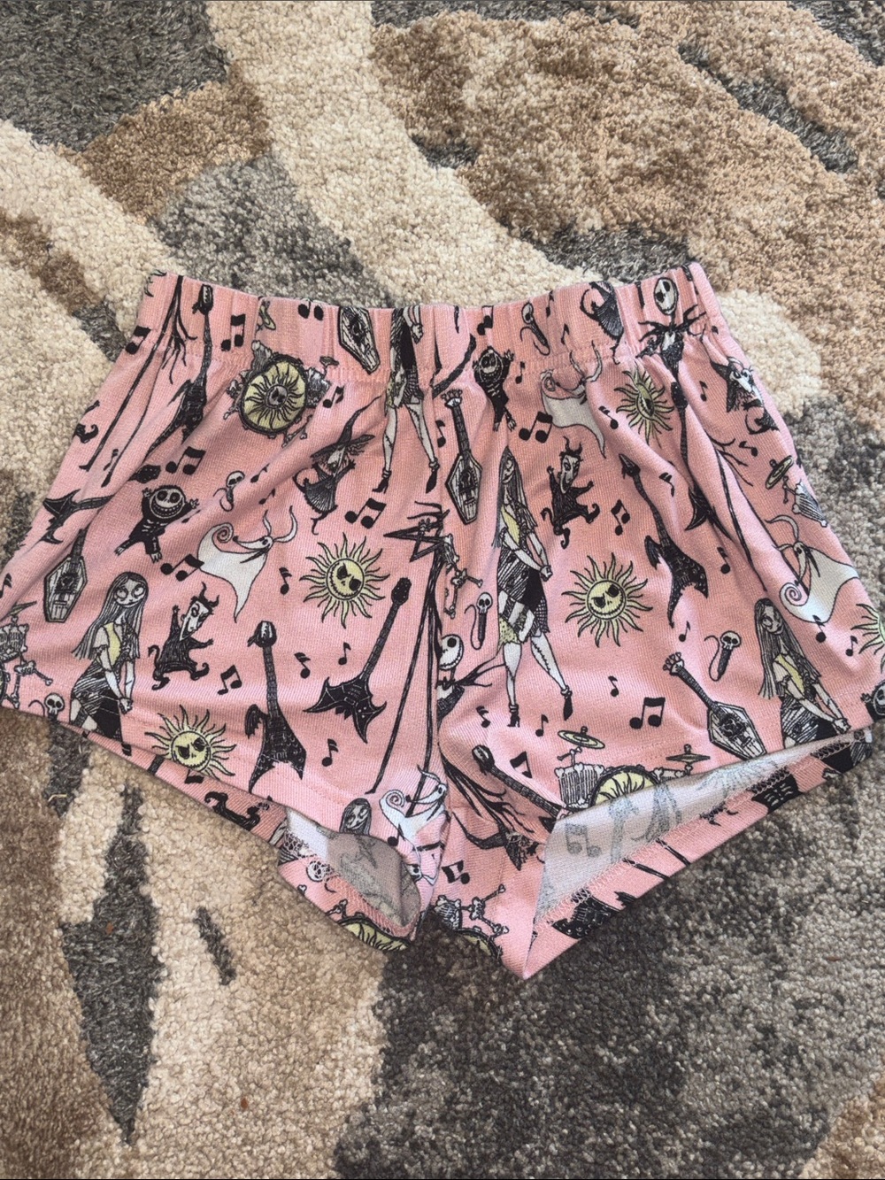 Pink Graphic Printed Women’s Lounge Shorts with Elastic Waist